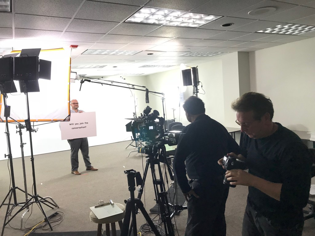 Video production crew on location